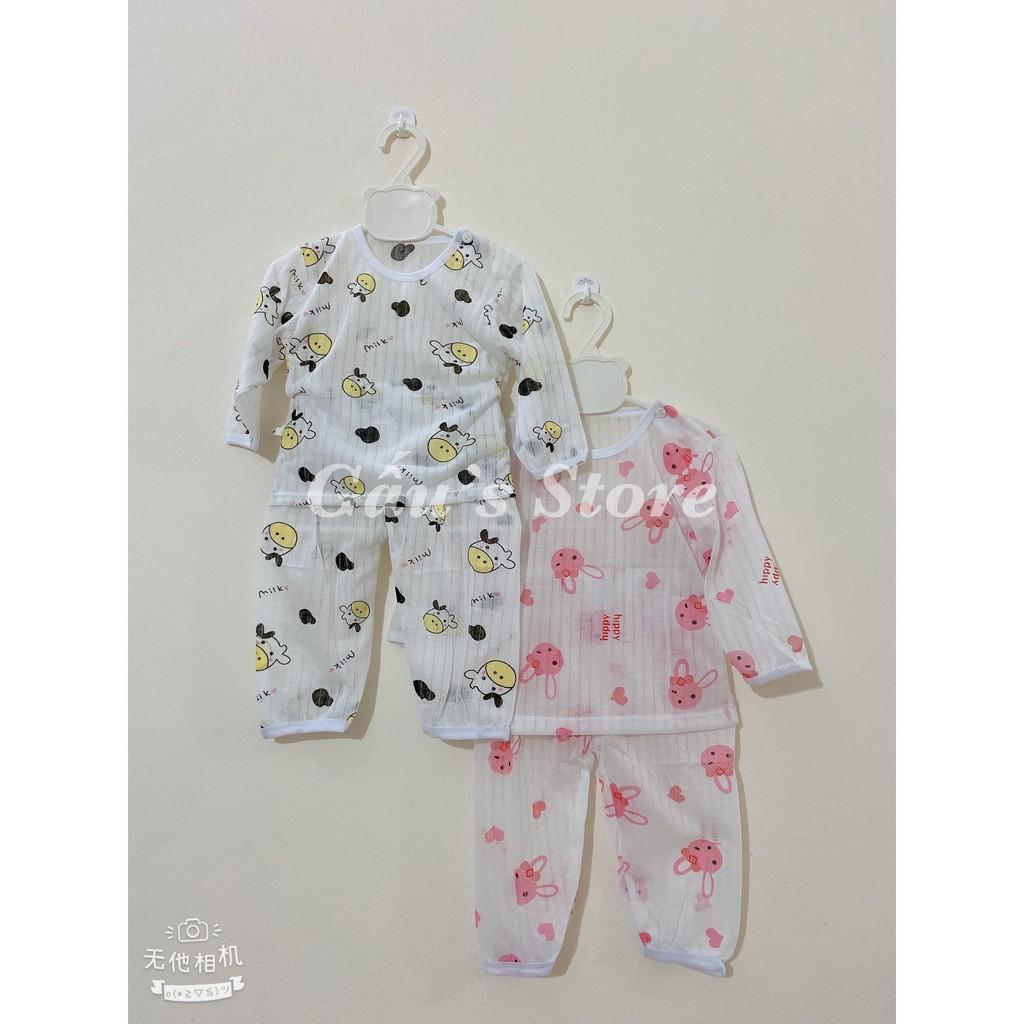 Bộ cotton giấy in họa tiết ngộ nghĩnh cho bé