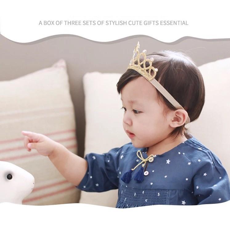 Set 3 chiếc băng đô/turban ren có hộp xinh xắn cho bé gái từ 3 đến 36 tháng tuổi