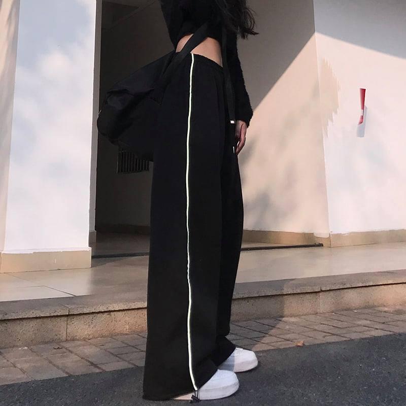 Quần jogger thun unisex 1 SỌC cạp chun phom rộng dáng suông