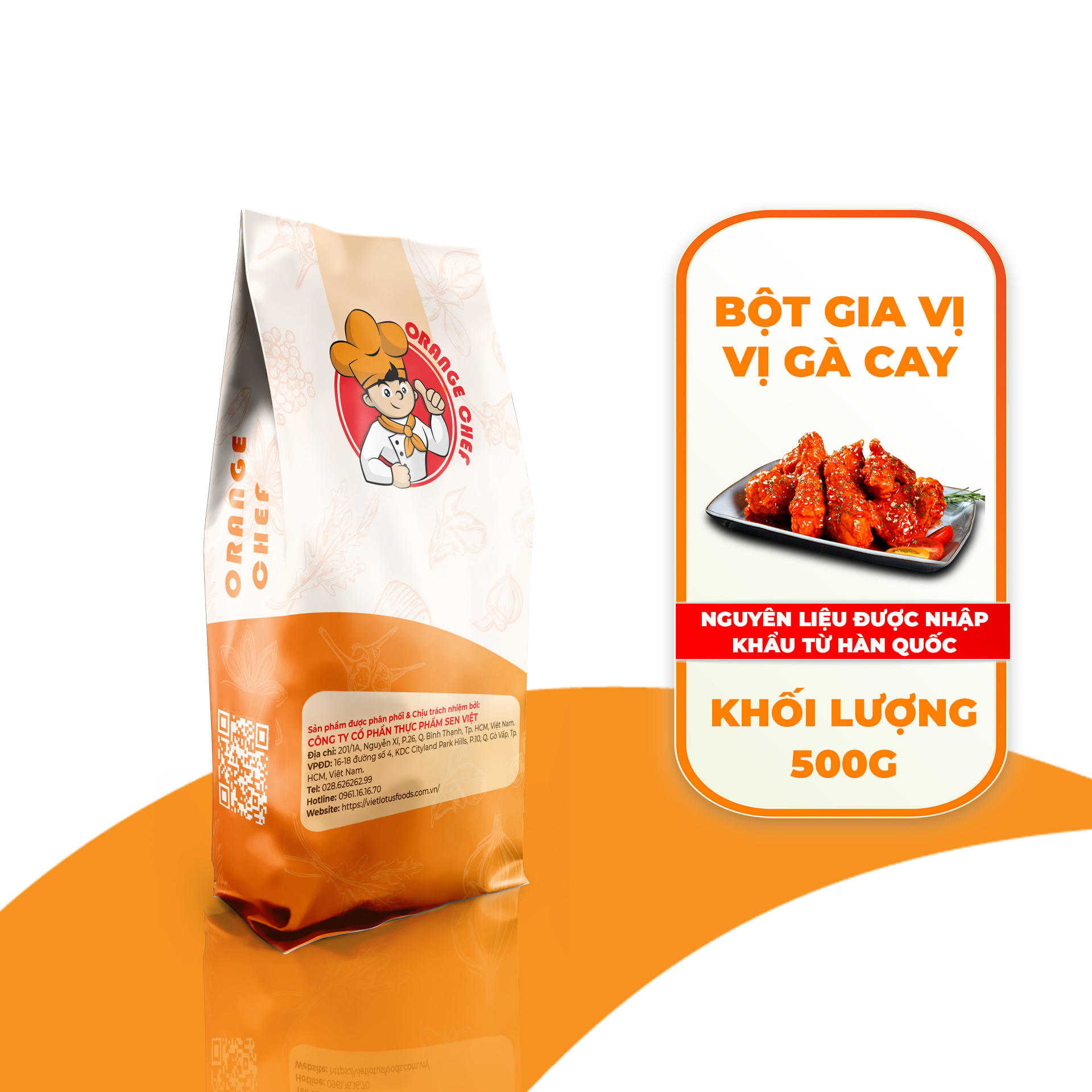 Bột Gia Vị Gà Cay Hot &amp; Spicy Chicken Seasoning [Orange Chef] - Túi 500g