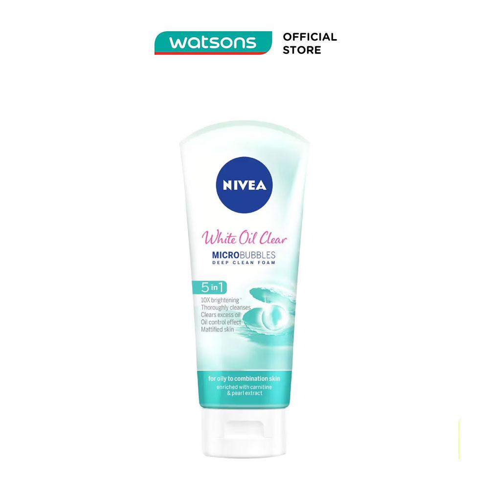 Sữa Rửa Mặt Nivea White Oil Clear Micro Bubbles Deep Clean Foam 5IN1 Trắng Da Sạch Nhờn 100g