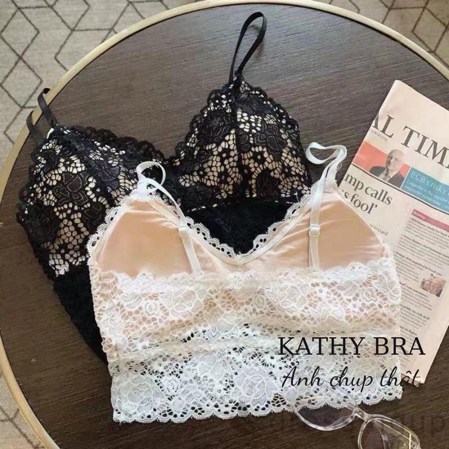 A10 Áo Bra Ren Bralette KATHY BRA Hai Dây Có Mút Ngực Không Gọng Kiểu Dáng Croptop Ren mềm Mịn Dễ Mix Đồ