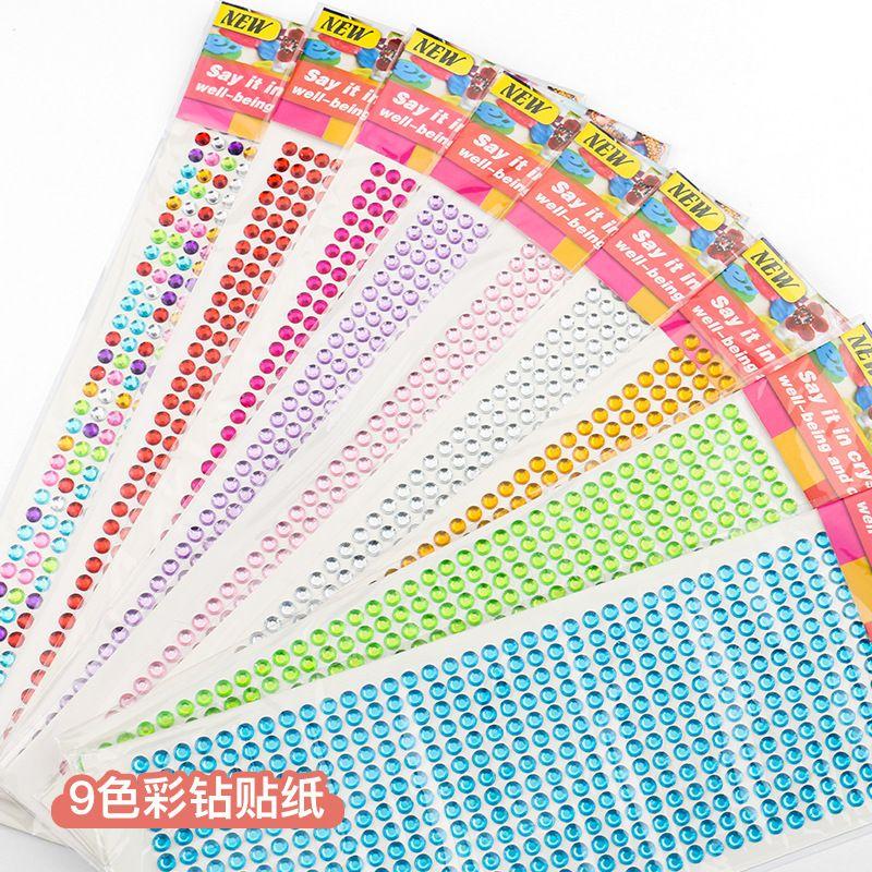 Bảng Stiker đá dán hình tròn 8mm nhiều màu
