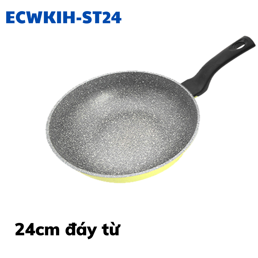 Chảo đá sâu lòng đáy từ 5 lớp siêu bền 24cm Ecoramic ECWKIH-ST24