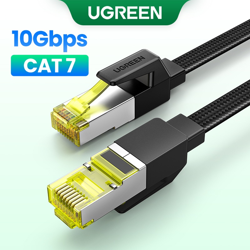 Cáp mạng Cat7 dẹt vỏ bọc Nylon dài 1M băng thông 10Gbps 600MHZ Ugreen 40159 cao cấp hàng chính hãng