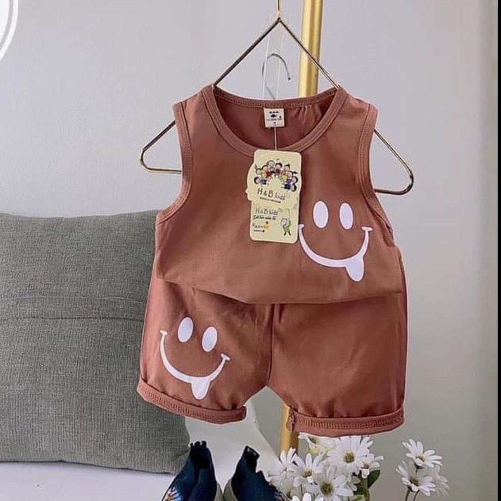 Bộ Sát Nách In Hình Mặt Cười Cho Bé, Bộ Ba Lỗ Cho Bé Chất Coton Cho Bé 6-20kg - ROSY KIDS