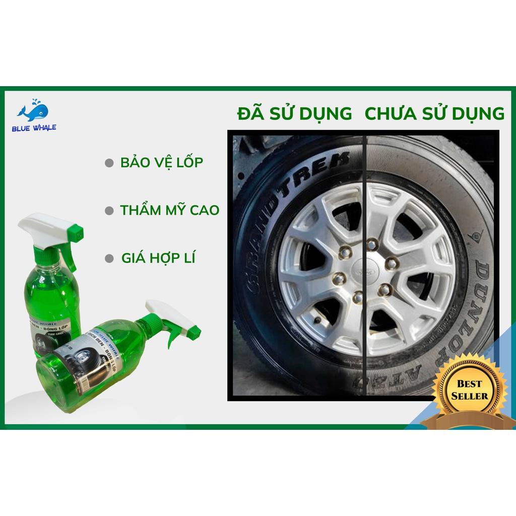 Dung dịch chăm sóc làm đen bóng lốp BlueWhale 500ml phù hợp với mọi loại lốp ô tô, xe máy, xe đạp điện