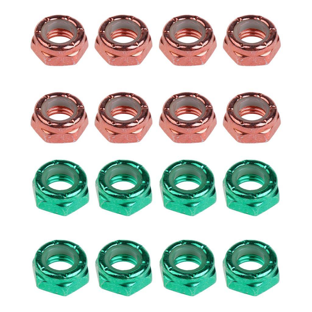 16pcs 2 Colors Skateboard Truck Wheel Axle Screw Nuts