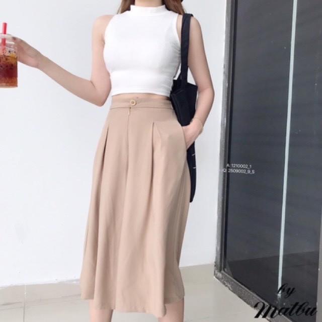 Quần đũi lửng ống rộng xếp ly giả váy TNX 5