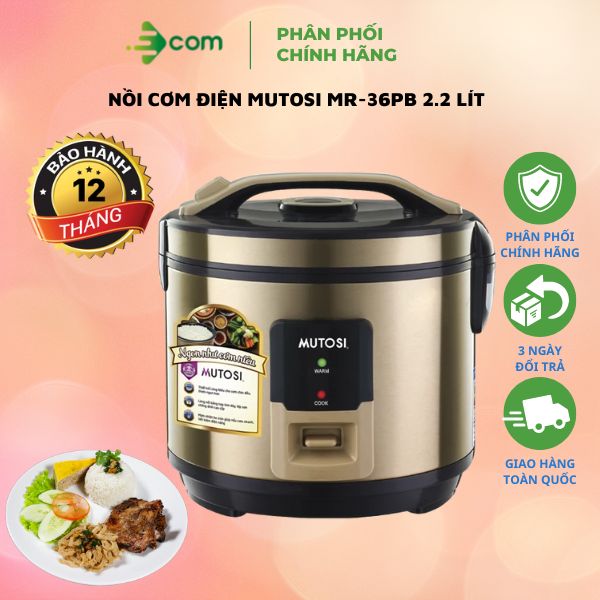 NỒI CƠM ĐIỆN MUTOSI MR-36PB 2.2 LÍT - Hàng chính hãng