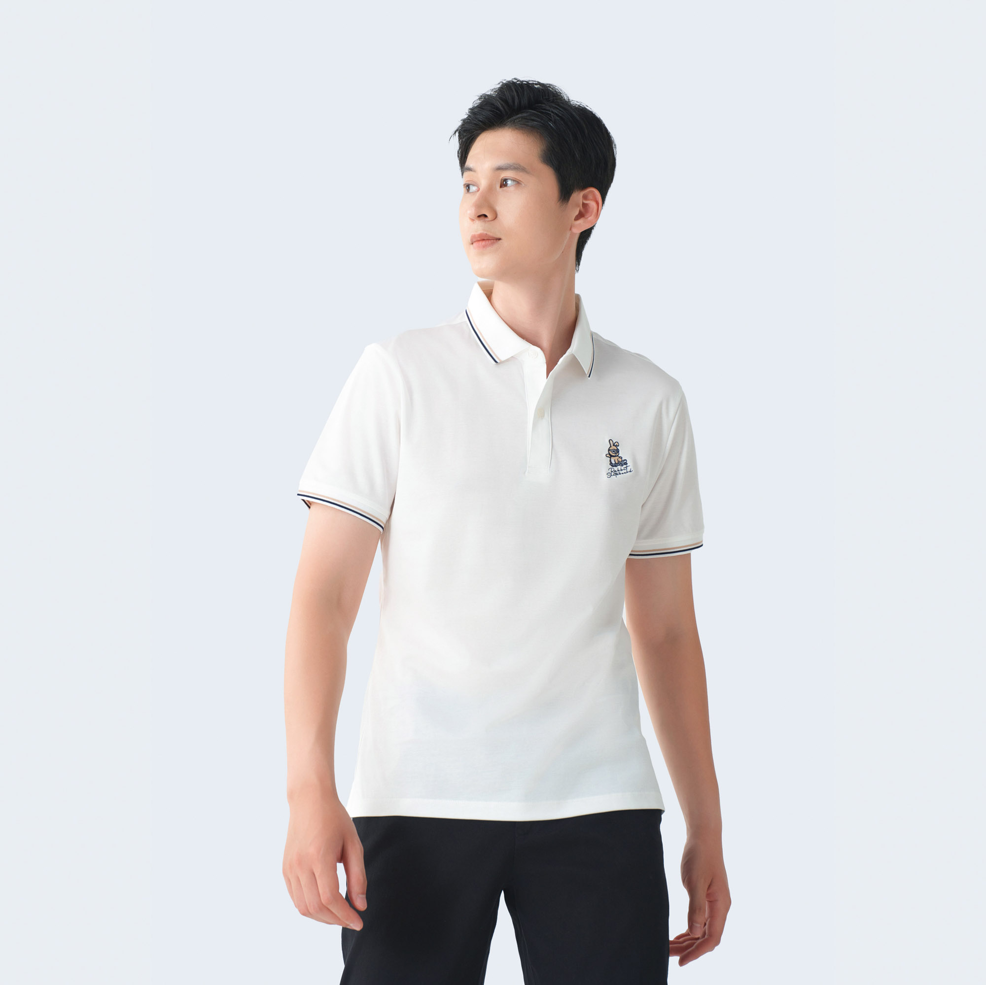 Áo Thun Nam Có Cổ 5S FASHION RABBIT, Chất Cotton Mềm Mát, Thấm Hút, Thiết Kế Thêu Họa Tiết Trẻ Trung (APC23086)