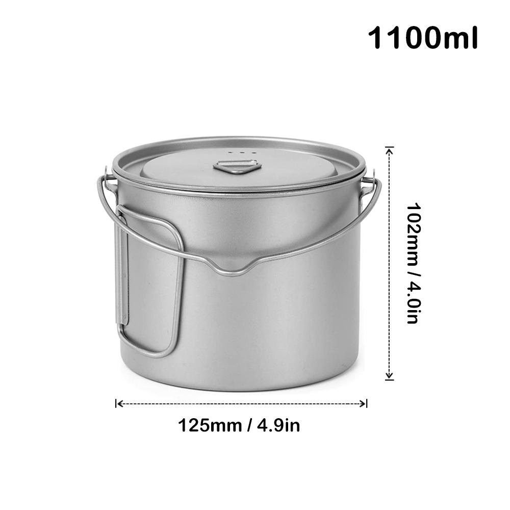 Nồi titan 1000ml siêu nhẹ có quai cầm tiện dụng đi cắm trại