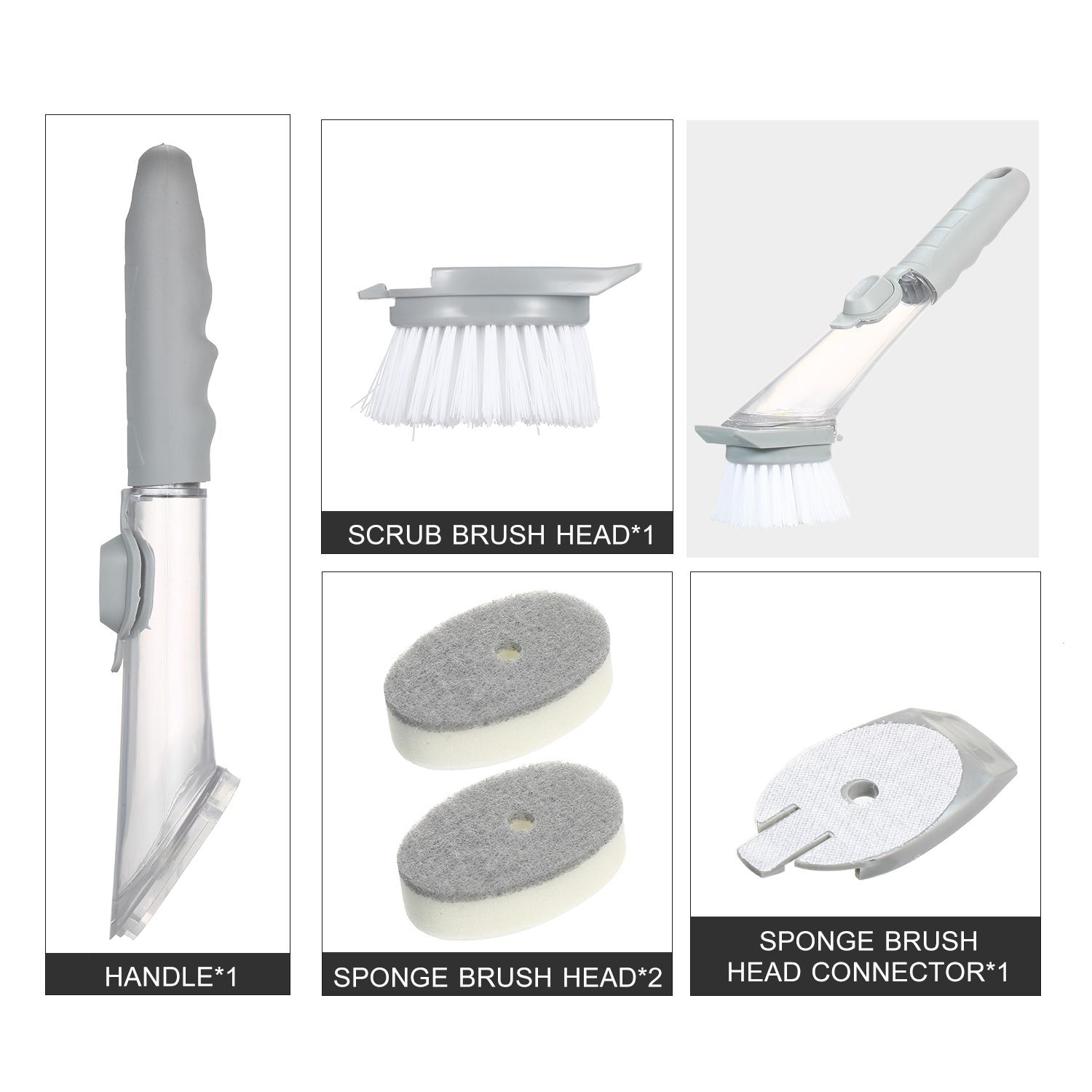 Bàn chải rửa chén pha chế xà phòng với Lỗ treo tiện lợi kèm 3 đầu cho các ứng dụng khác nhau