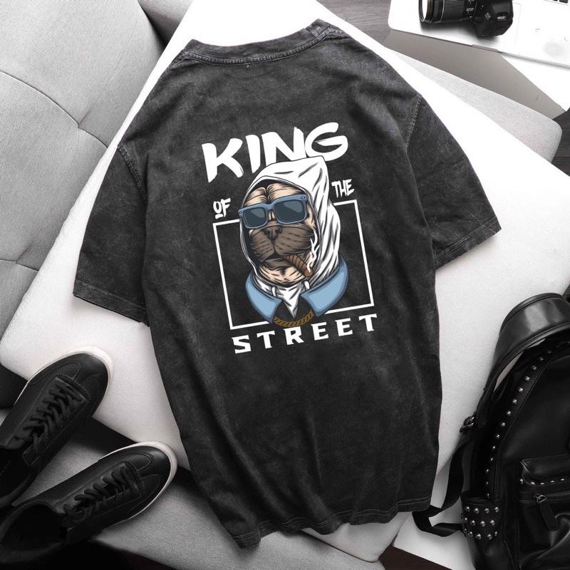 Áo Thun Unisex Cotton 100% Giả Jeans Tay Lỡ Form Âu King Of The Street