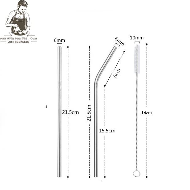 Ống hút inox các cỡ, cọ rửa