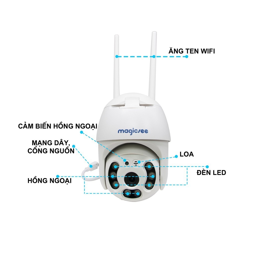 Camera giám sát ngoài trời xoay 360 độ Magicsee ZS120 Chống nước tiêu chuẩn IP68 - Hàng Nhập Khẩu