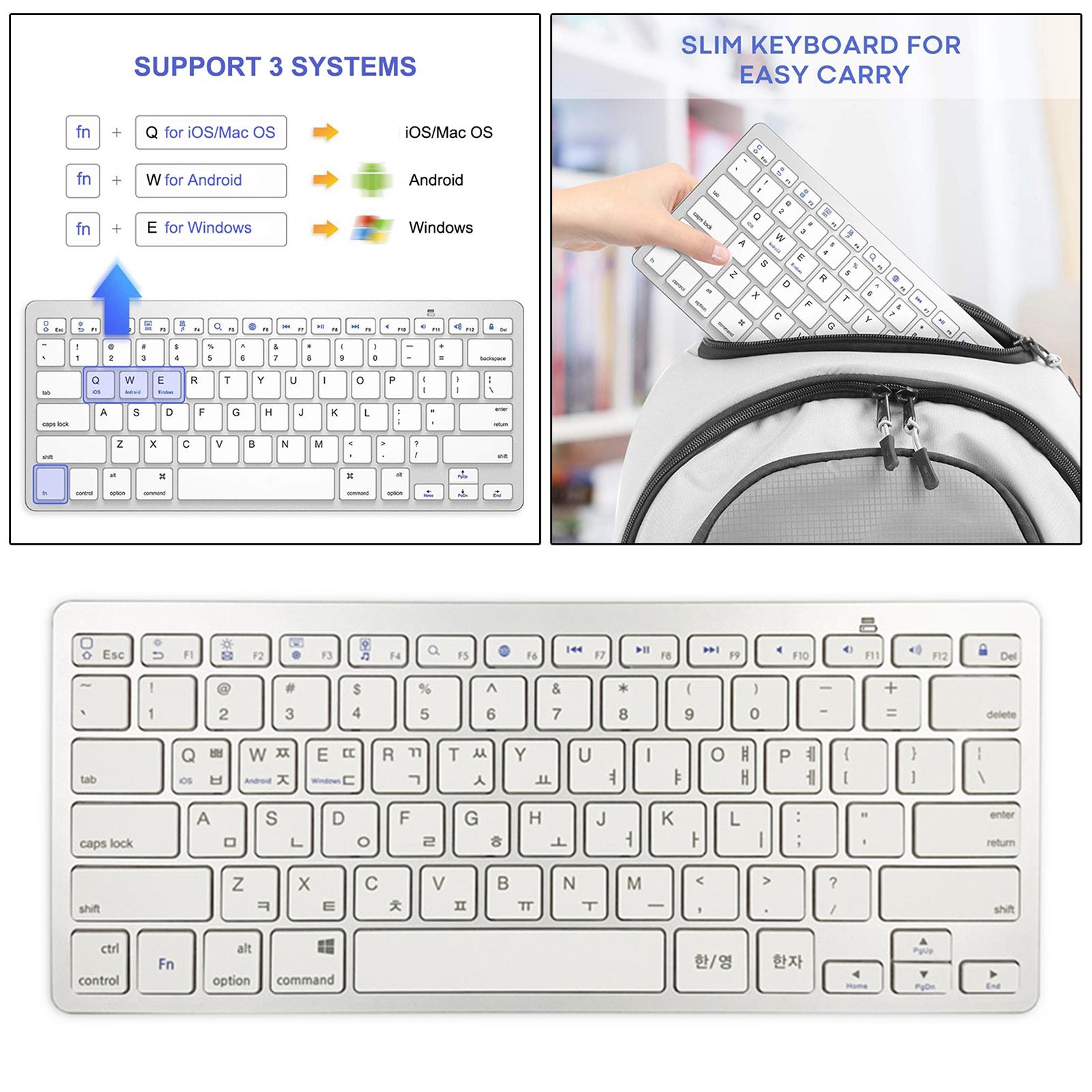 Silver  Korean 78 Keys Wireless Bluetooth Keyboard for Computer Stylish