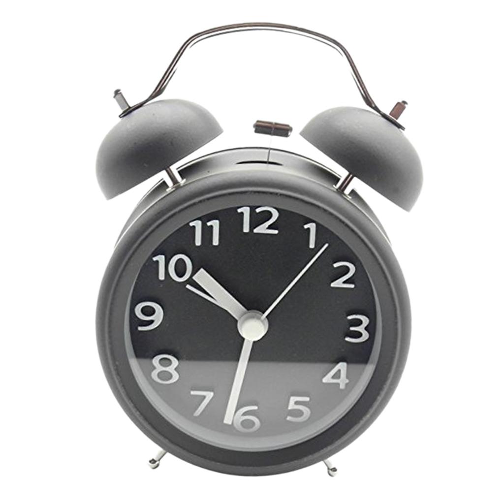 Classic Retro Vintage Double Bell Alarm Clock Silent Non-ticking Sweep Small Adorable Quartz Loud Alarm Clock with Night Light for Home Bedroom Bedside Office