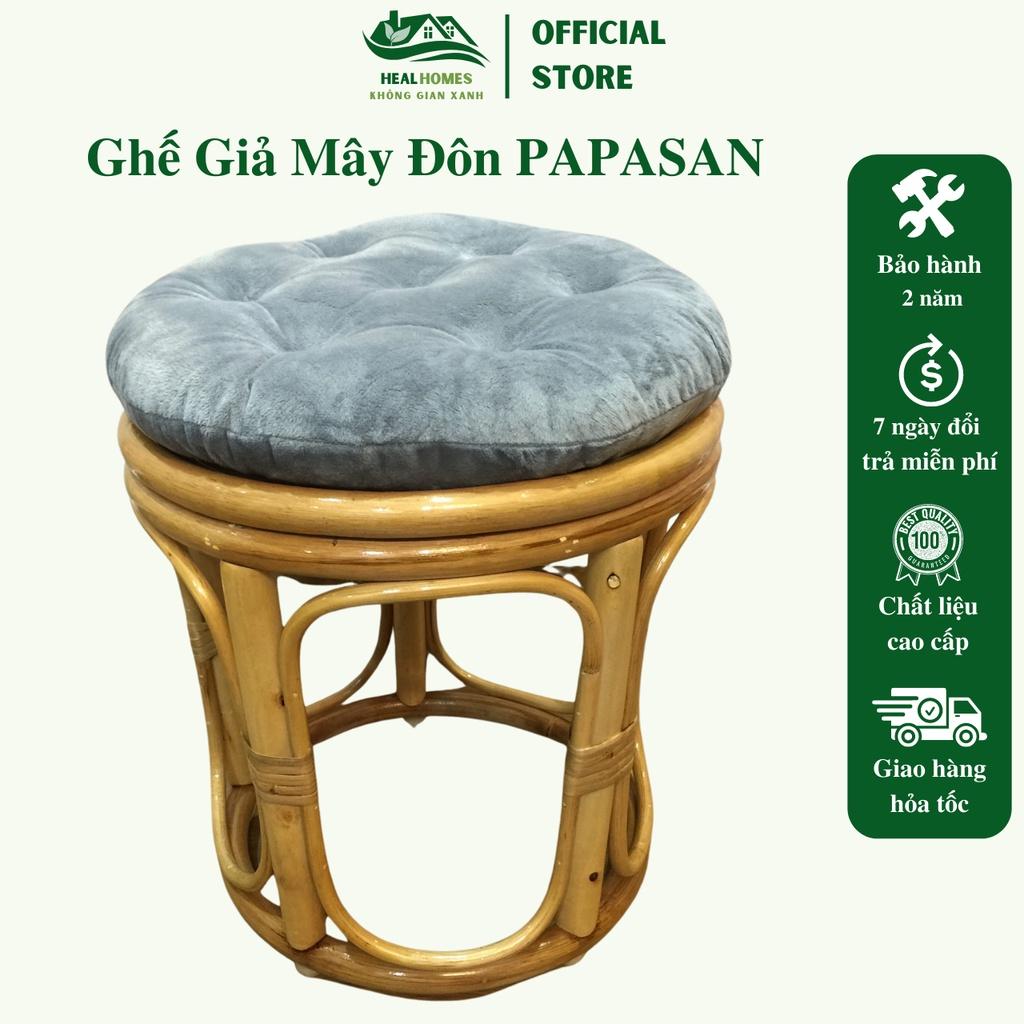 Ghế lười thư giãn Đôn Papasan Giả Mây, decor ban công nằm thư giãn đọc sách, trang trí phòng khách / HealHomes