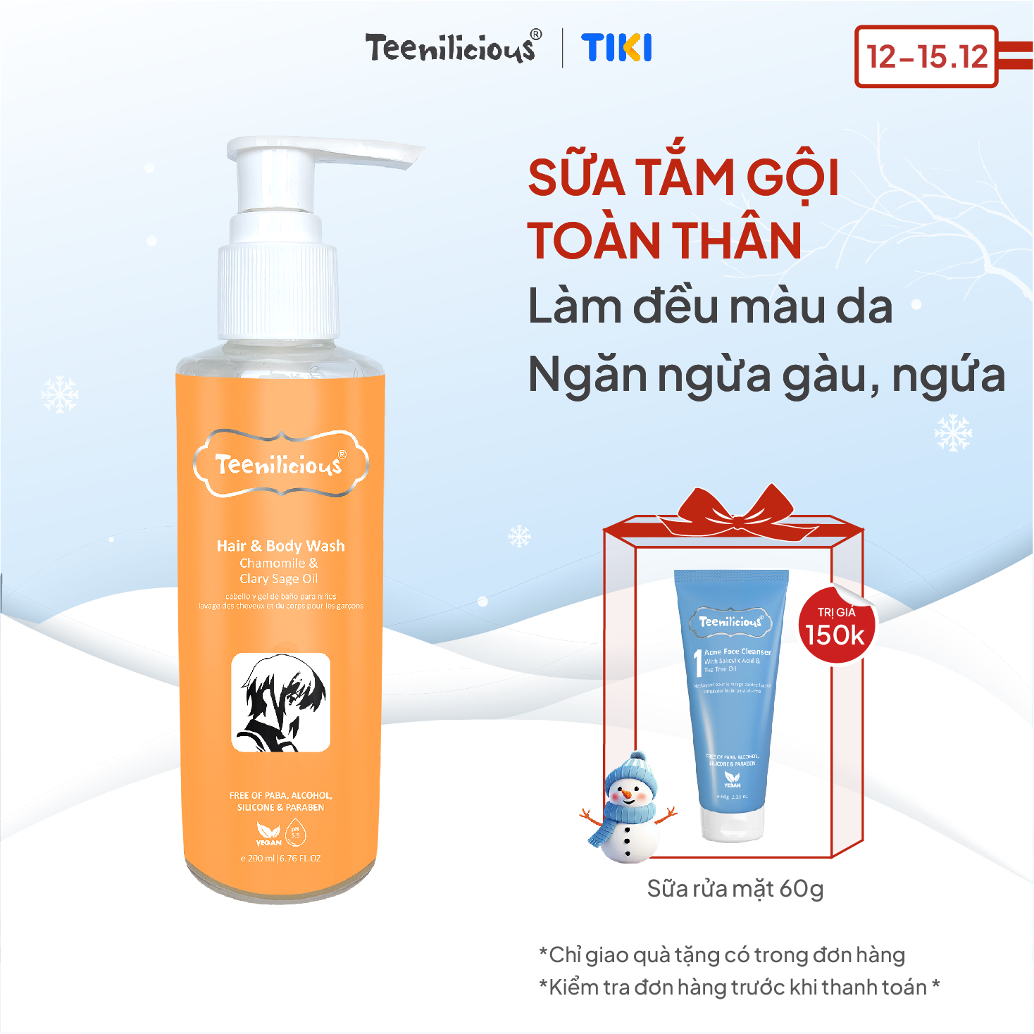 Sữa Tắm Gội Toàn Thân Teenilicious Hair & Body Wash Chamomile & Clary Sage Oil 200ml