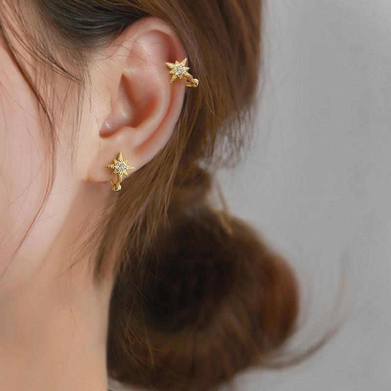 Khuyên tai bạc Ý s925 gắn sao biển nhỏ G6855 - AROCH Jewelry