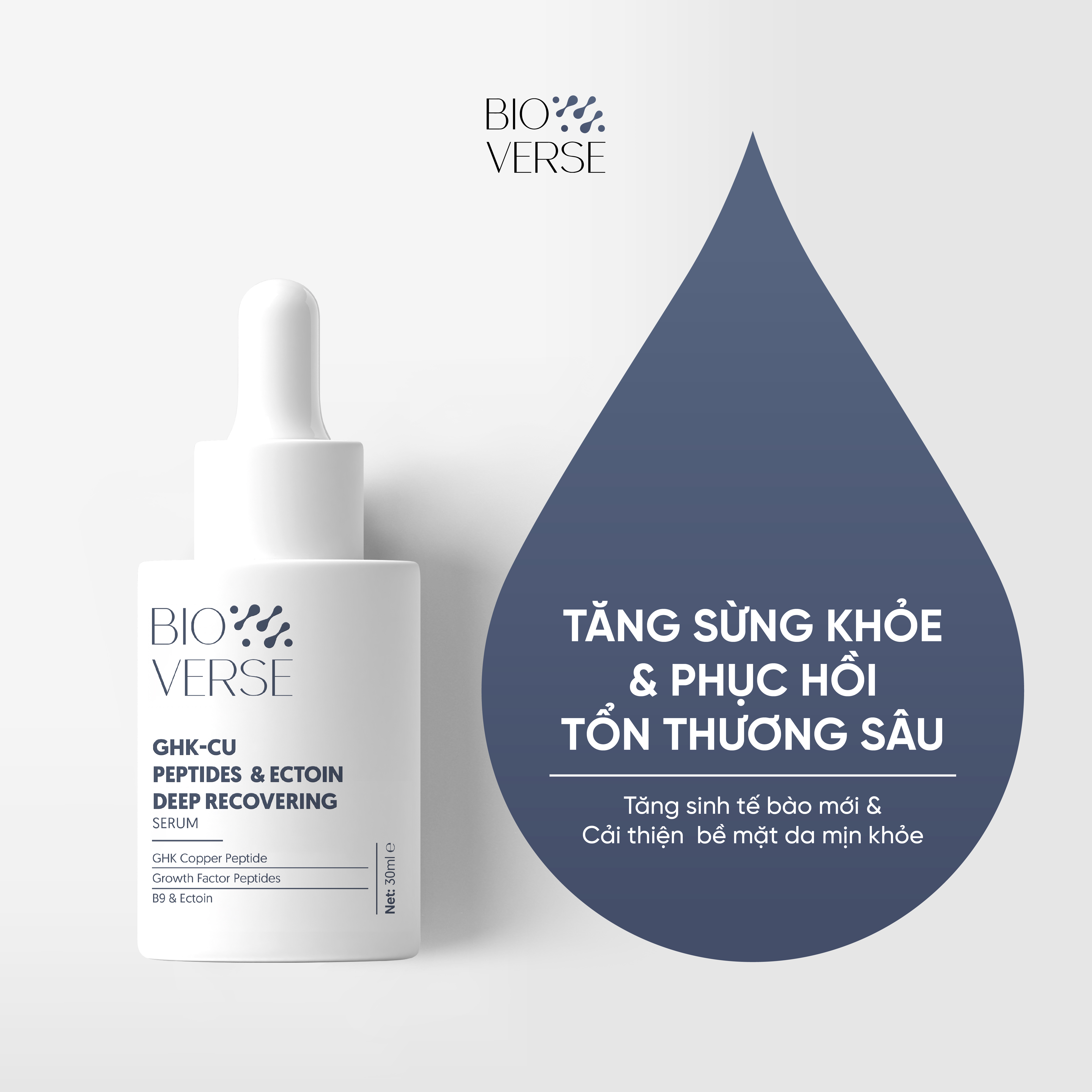 Hình ảnh Serum Đồng Peptides tăng sừng khỏe & phục hồi da Bioverse GHK-Cu Peptides & Ectoin Deep Recovering Serum