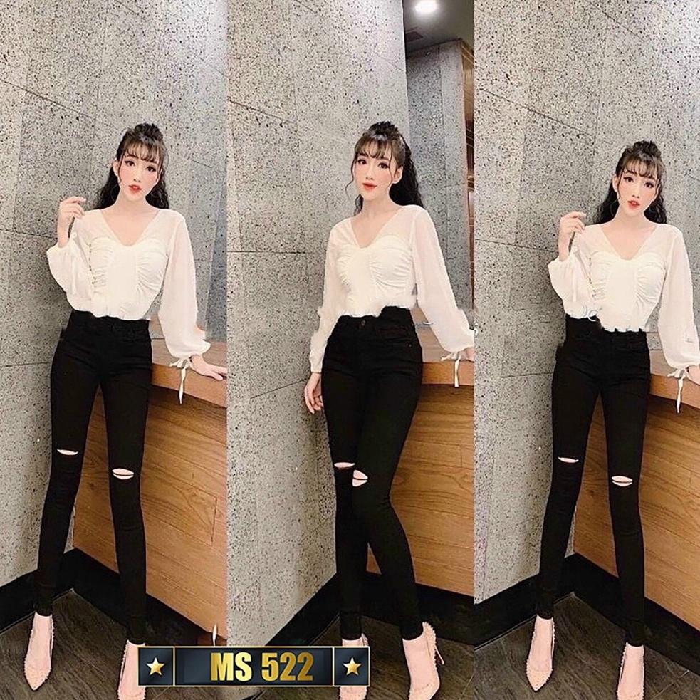 Quần jean nữ rách gối hack dáng cao cấp-chất denim co dãn tốt-quần chuẫn shop (hình thật) BEN Shop0807 j13