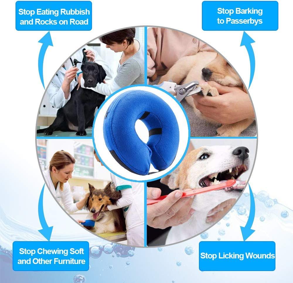 Cổ áo để bảo vệ chó bảo vệ áo choàng cổ áo Cổ áo Chó bảo vệ cho vật nuôi có thể điều chỉnh cổ áo bảo vệ có thể điều chỉnh với Velcro Bleu