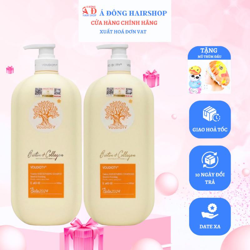 [+Tặng mũ trùm] DẦU GỘI XẢ BIOTIN COLLAGEN VOUDIOTY REPAIR VÀNG NEW 2024 SIÊU MỀM MƯỢT KÍCH THÍCH MỌC TÓC 1000ML