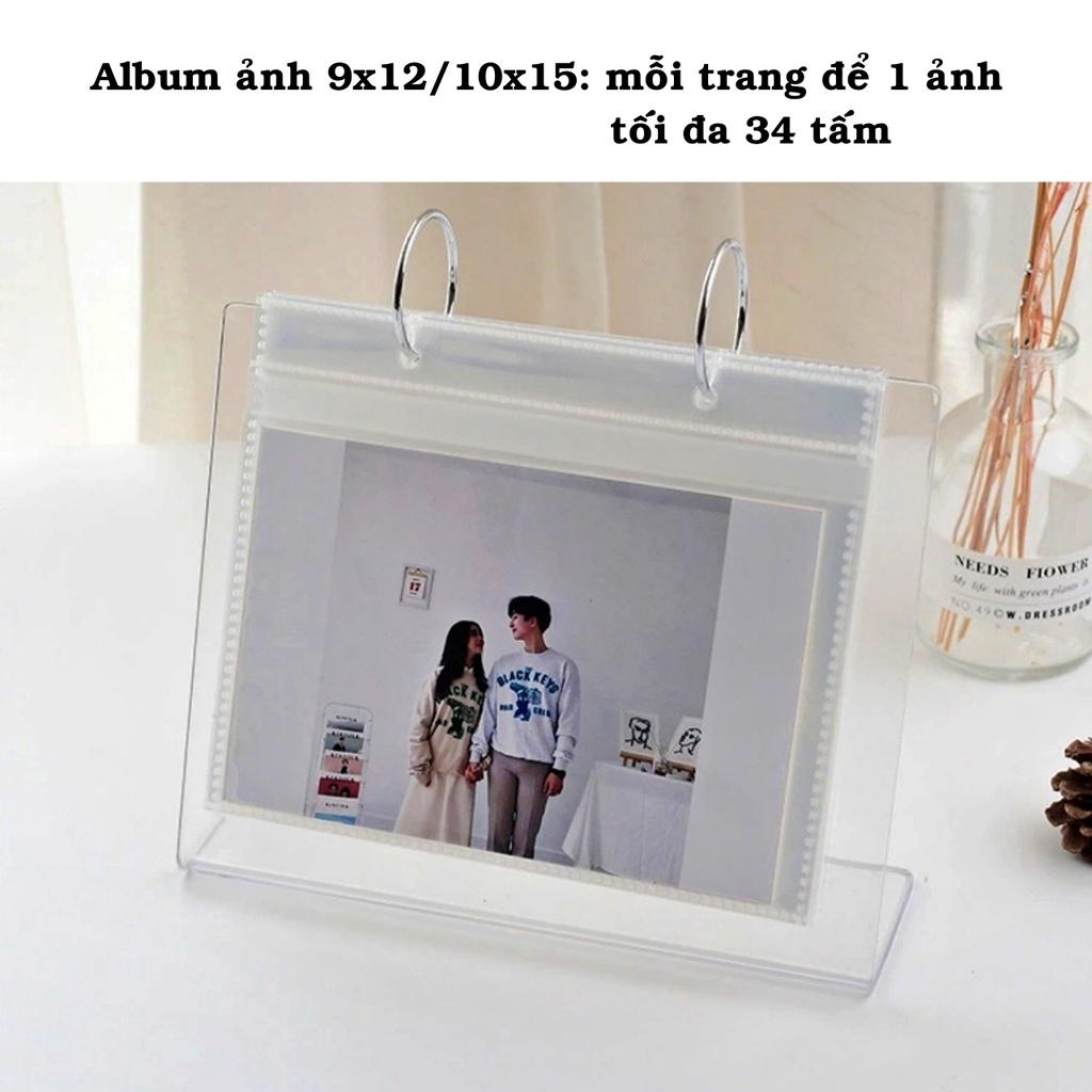 Album ảnh để bàn bằng nhựa acrylic trong suốt sang trọng đựng ảnh 6x9, 8x10, 9x12, 10x15 để bàn làm việc, trang trí nhà