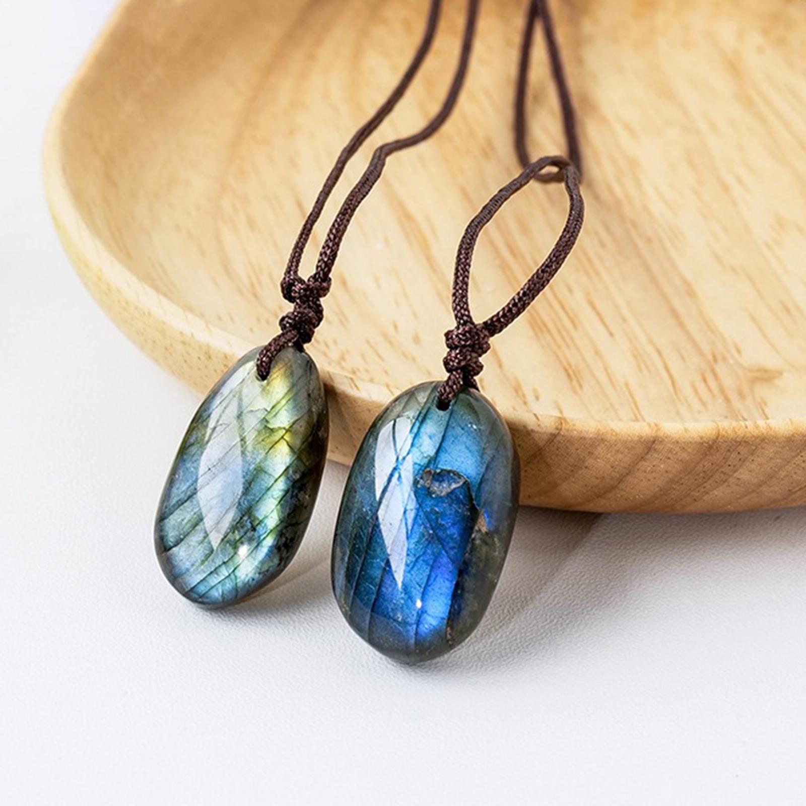 Labradorite Necklace Pendant Drop Retro Delicate Trendy Oval Pendant Necklace Charm Necklace for Birthday Gift Anniversary Girls  Boys