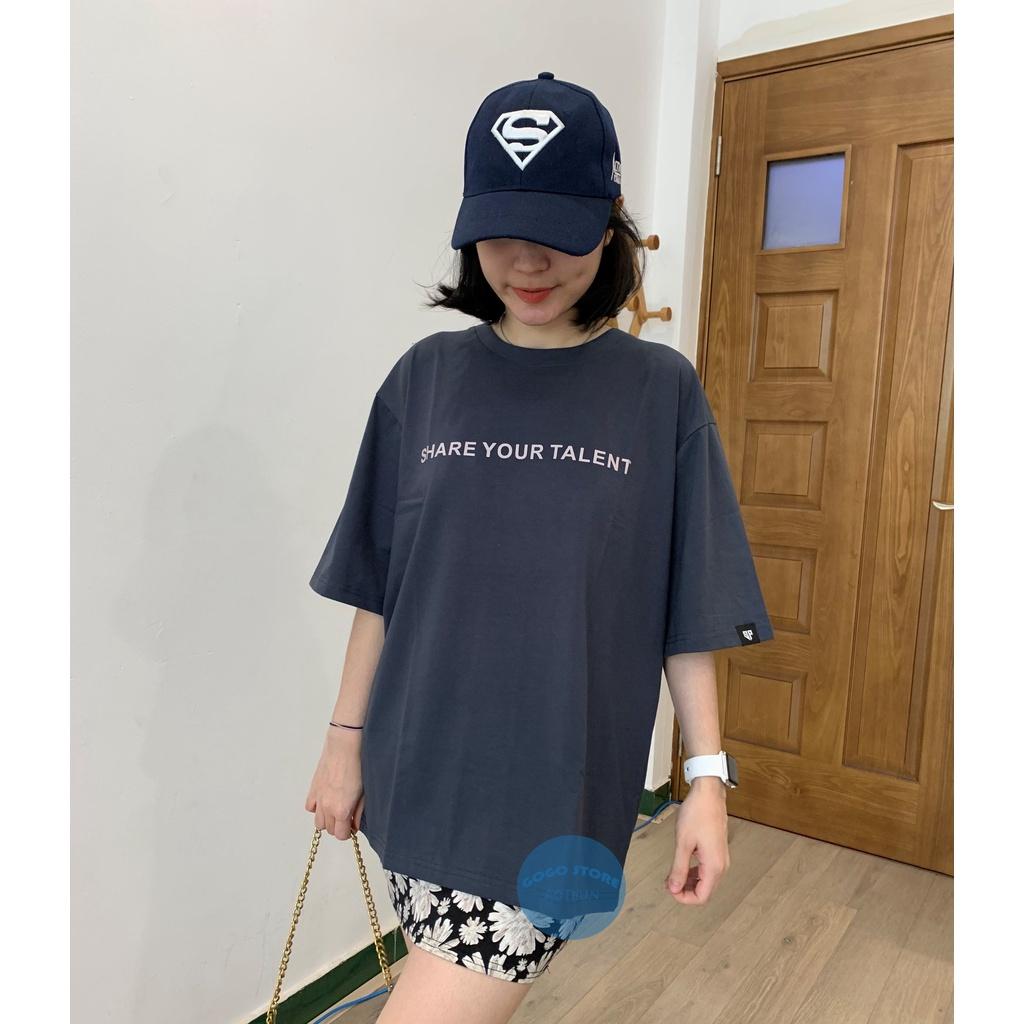 Áo thun unisex xanh đen in nổi chữ -freesize-áo thun nam nữ-