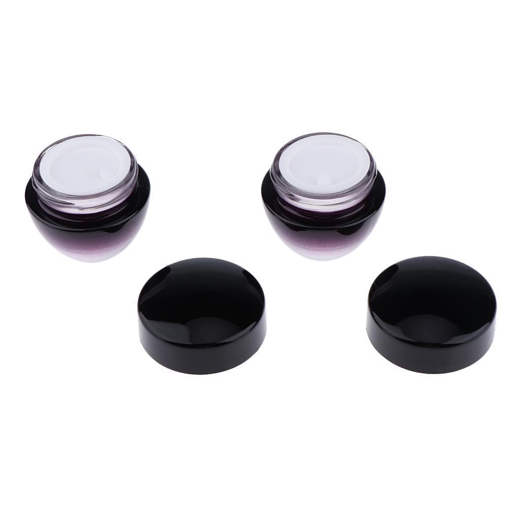 2x15g Violet Glass Refillable Cosmetic Jars Empty Face Cream Lip Balm Pot