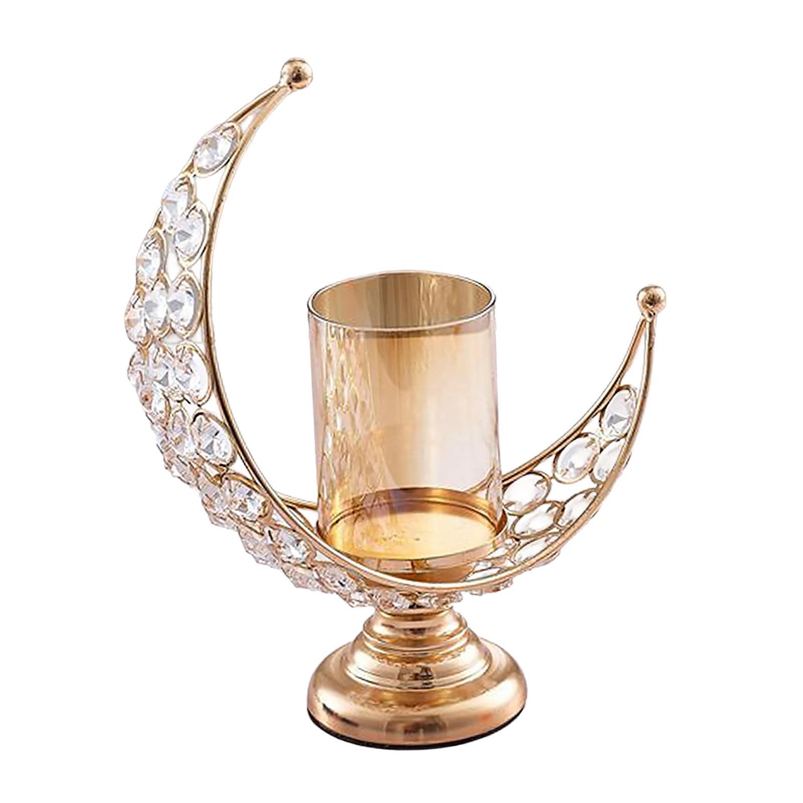 Pillar Candle Holder Moon Shape Candlestick Holder Metal Craft Dining Table Bedroom Wedding Centerpiece Home Decoration Tealight Holder