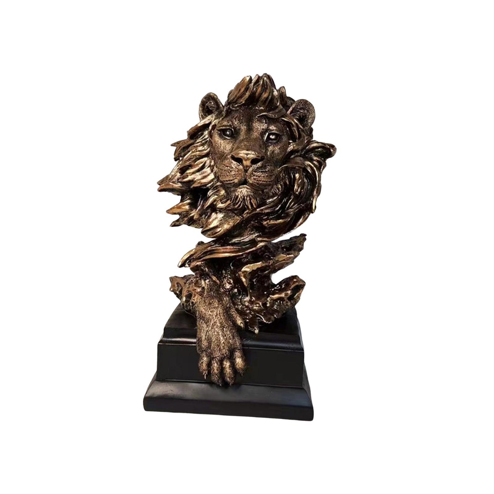 Lion Head Statue Feng Shui Collectible Figurine for Shelf Desktop Decoration