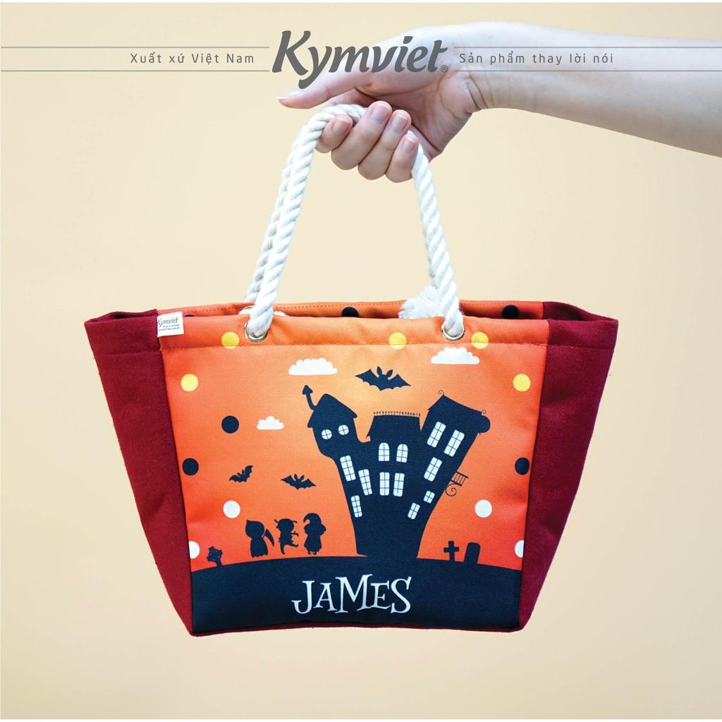 Túi Halloween KYMVIET Vải Canvas In Hình Đựng Kẹo, Đựng Đồ Chơi Cho Bé 100% Handmade