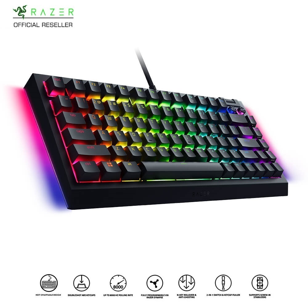 Bàn phím cơ Razer BlackWidow V4 75% - Hot-swappable Mechanical Gaming Keyboard - Hàng chính hãng, bảo hành 2 năm