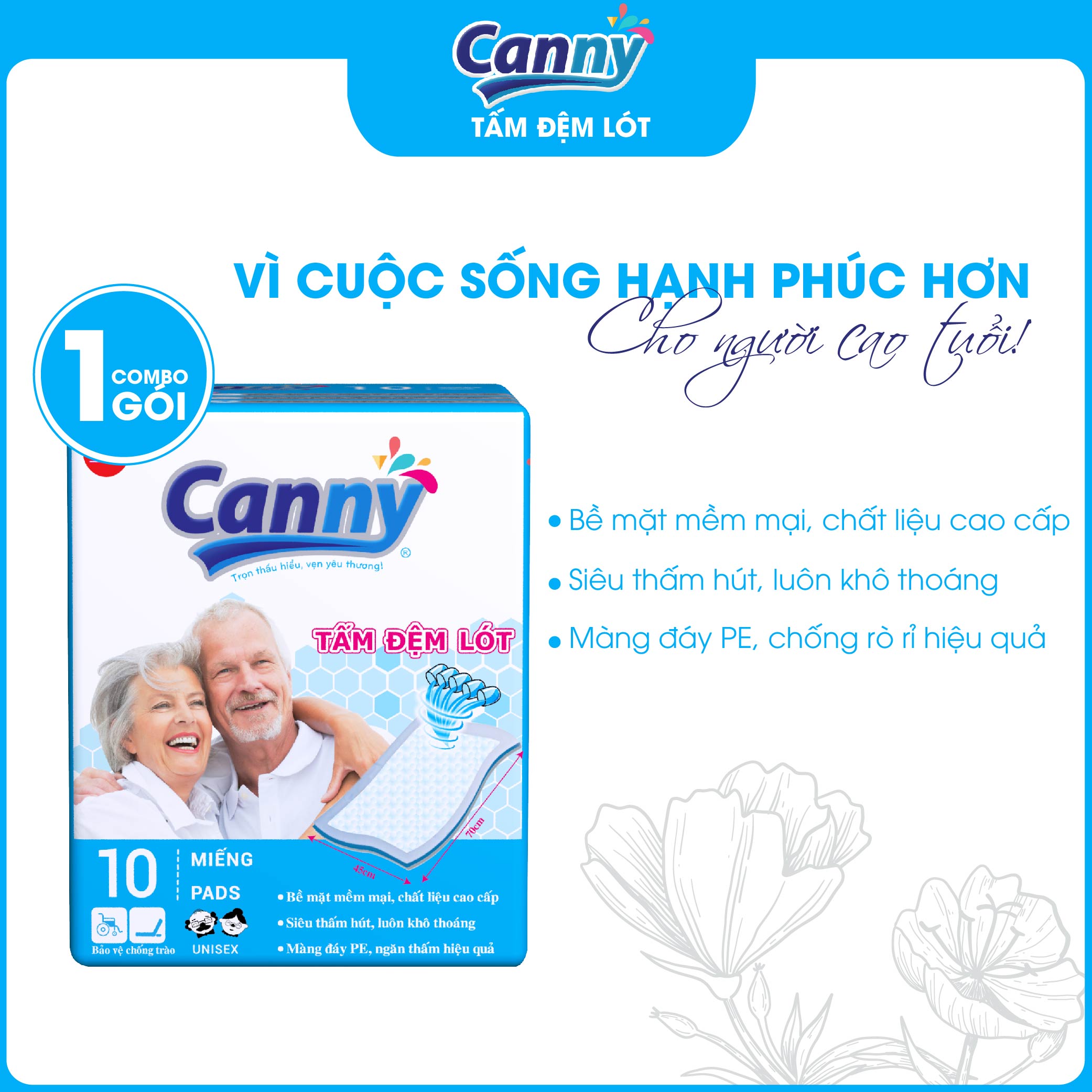 Tấm đệm lót CANNY siêu thấm hút 10 miếng/gói