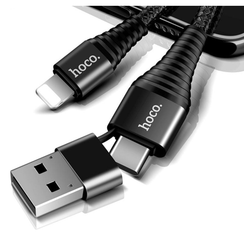 Cáp sạc dây dù đa năng Type-C/USB Lightning HOCO U26 siêu bền cho iPhone, iPad - Hàng chính hãng