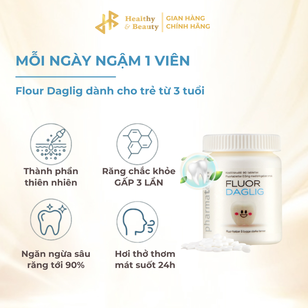 Combo 2 Thực phẩm bảo vệ sức khỏe Fluor Daglig - Lọ 90 viên