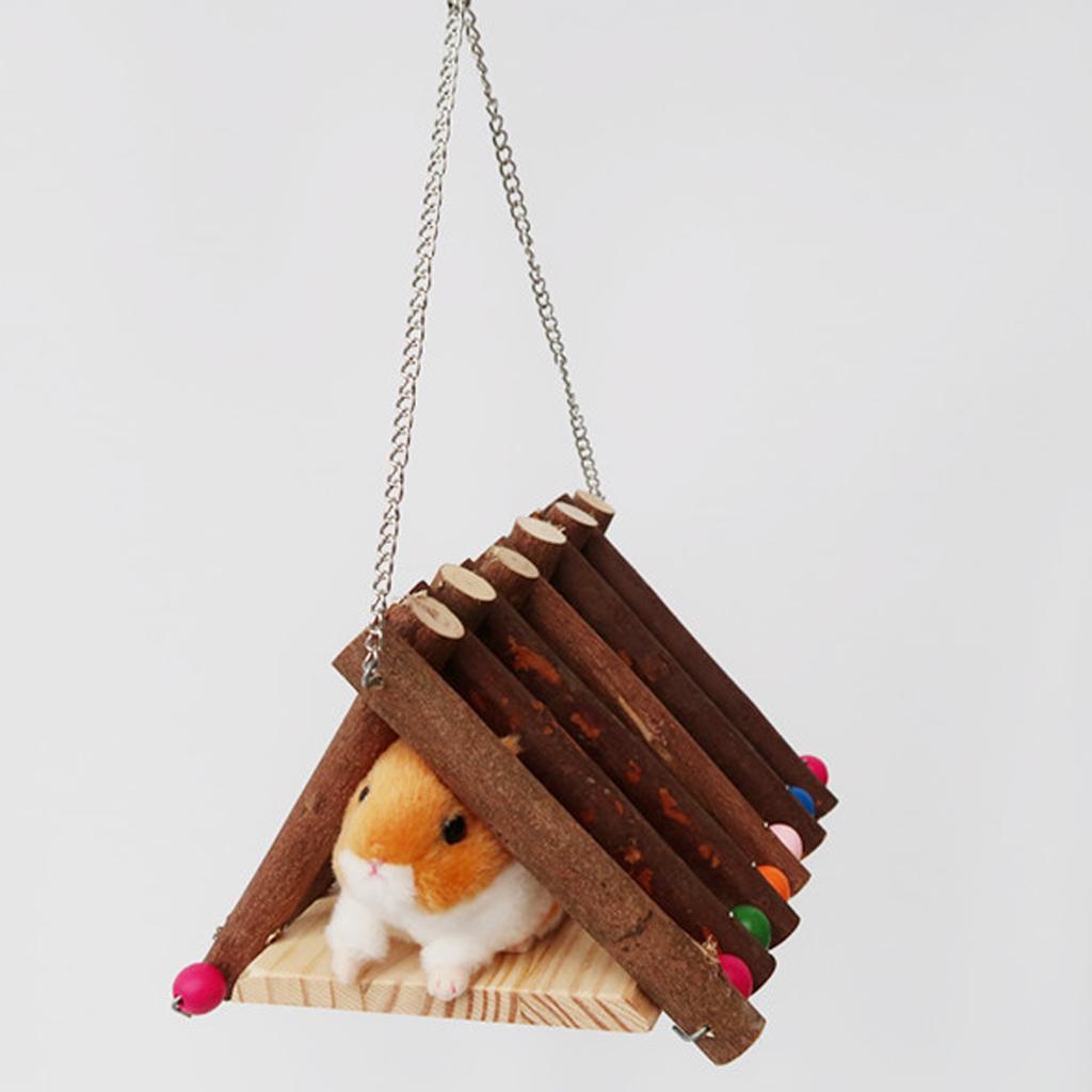 Hamster Swing Wooden Toy Hammock Small Animal Platform Animal Cage Toy