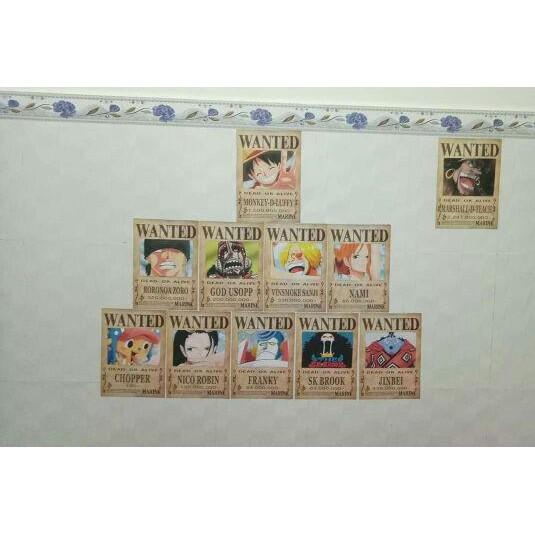 Bộ 10 tấm truy nã băng Mũ rơm - onepiece wanted poster size A4, A5, A6 mỏng