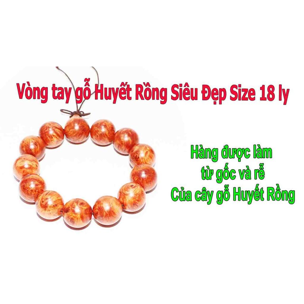 Vòng tay gỗ nu Huyết Rồng siêu đẹp size 18 ly hạt tròn