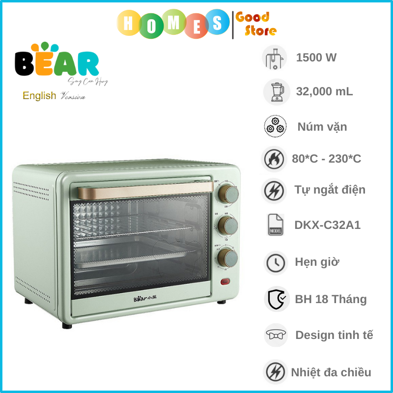 Lò Nướng Điện Đa Năng BEAR DKX-C20G5, Dung Tích 32L, Công Suất 1500W - Hàng Chính Hãng