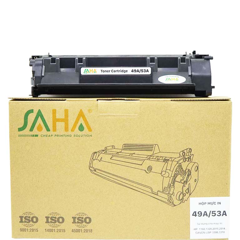 Mực in SAHA 49A/53A sử dụng cho HP Laser 1160, 1320 / P2014, P2015 – Canon LBP 3300 (CRG-308), 3310, 3370 (CRG 315) - Hàng chính hãng