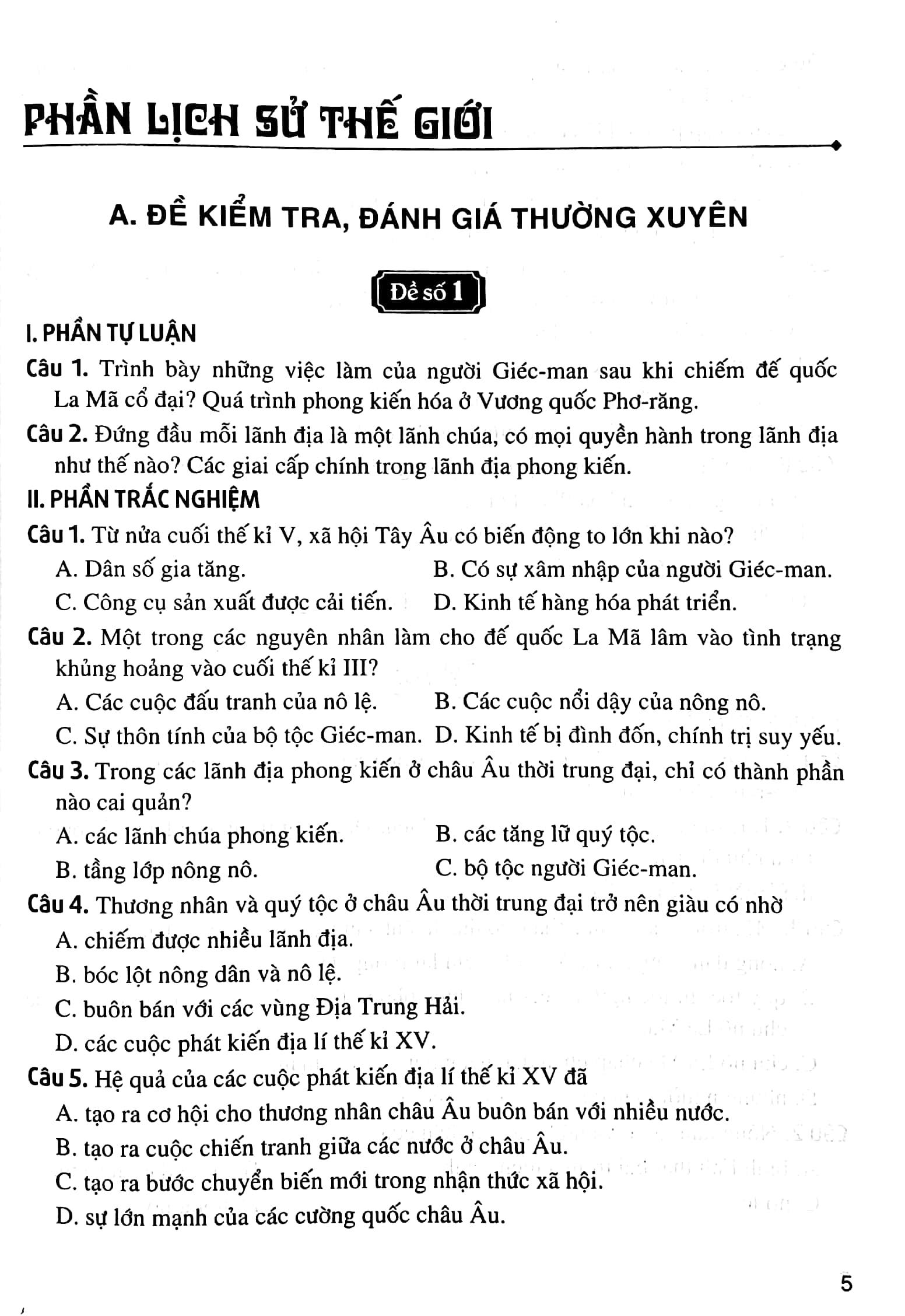 Đề Kiểm Tra Đánh Giá Lịch Sử Lớp 7 (Dùng Chung Cho Các Bộ SGK Hiện Hành)