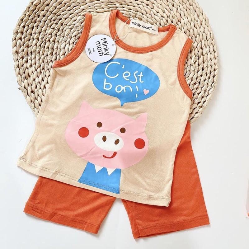 Bộ Ba Lỗ Sát Nách Minky Mom Thun Lạnh In Hoạ Tiết