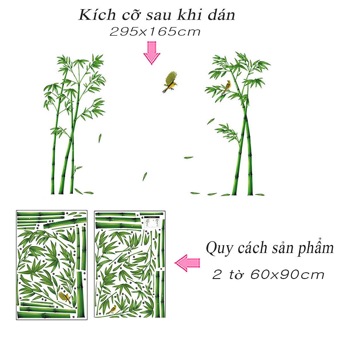 DECAL DÁN TƯỜNG BỤI TRÚC VÀ CHÂN TƯỜNG CỎ XANH