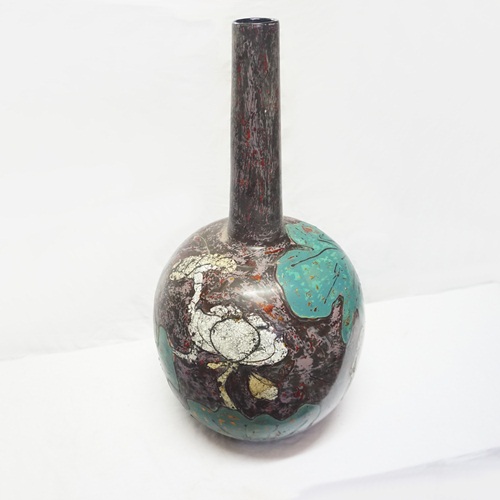 Bình hoa dáng cổ dài gốm sơn mài Bát Tràng - Lộc bình Tâm linh của người Việt, Gốm độc - lạ - hiện đại