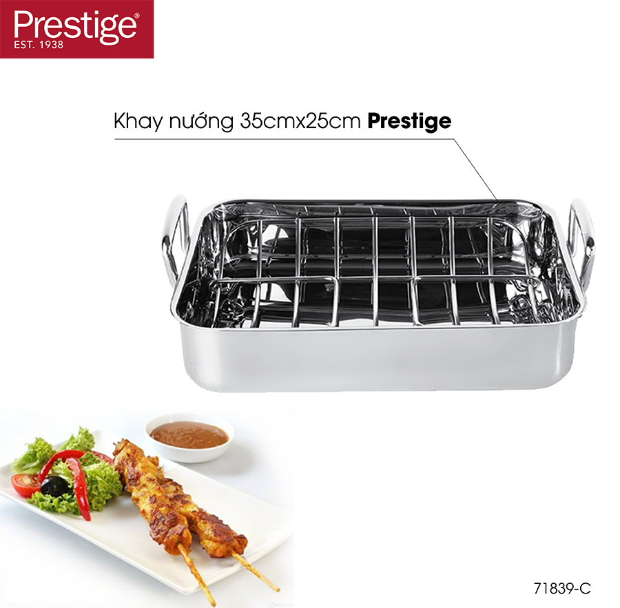 Khay Nướng Inox Cao Cấp Prestige 35x25cm Dùng Bếp Từ, Lò Nướng